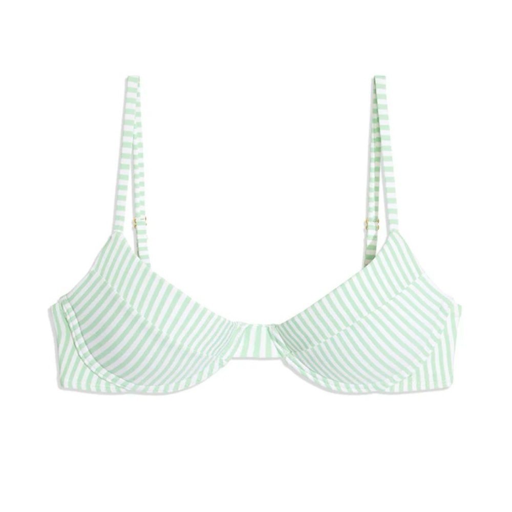 NWT WeWoreWhat Vintage Demi Micro Stripe Bikini Top In
Mint /White Size Large